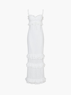Hanna | Romantische kantjurk met ruches – Feminine elegantie in wit