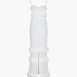Hanna | Romantische kantjurk met ruches – Feminine elegantie in wit