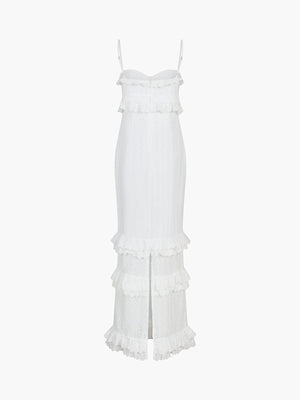 Hanna | Romantische kantjurk met ruches – Feminine elegantie in wit