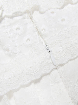 Hanna | Romantische kantjurk met ruches – Feminine elegantie in wit