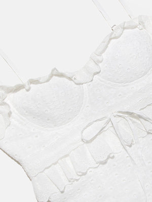 Hanna | Romantische kantjurk met ruches – Feminine elegantie in wit
