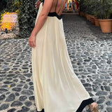 Adeltraud | Vloeiend V-hals Maxi-jurk met contrasterende details