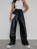 Milla | Hoge taille kunstleer baggy broek