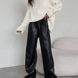 Milla | Hoge taille kunstleer baggy broek