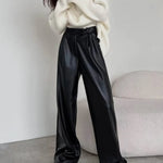 Milla | Hoge taille kunstleer baggy broek