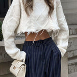 Gestreepte Plissé Pantalon Voor Vrouwen – Luchtig Polyester, Elegante Stijl & Ideaal Voor Zomerse Soirees.