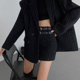Luise | Klassieke Marineblauwe Nadelstrepen Blazer voor Dames