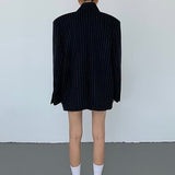 Luise | Klassieke Marineblauwe Nadelstrepen Blazer voor Dames