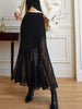Annerose | Elegante plissé midi rok van transparant chiffon met ondoorzichtige onderrok