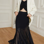 Annerose | Elegante plissé midi rok van transparant chiffon met ondoorzichtige onderrok