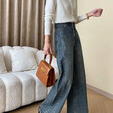 Rina | Vintage Denim Wide Leg Jeans met Knopen