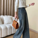 Rina | Vintage Denim Wide Leg Jeans met Knopen