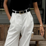 Stijlvolle Brede Pantalon Dames | Luxe Zwarte Pantalon | Tijdloze Elegantie