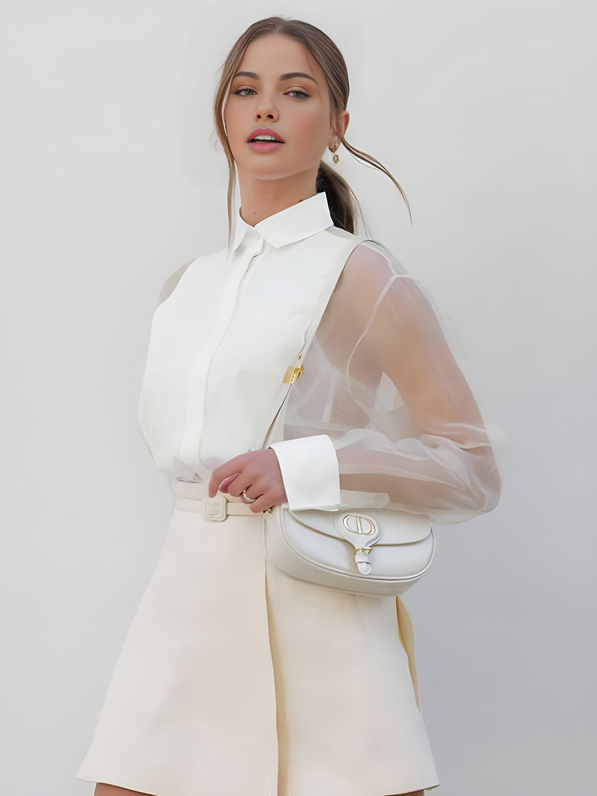 Elegante Damesblouse met Transparante Mouwen – Stijlvol, Vrouwelijk & Tijdloos