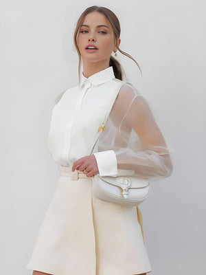 Elegante Damesblouse met Transparante Mouwen – Stijlvol, Vrouwelijk & Tijdloos
