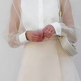 Elegante Damesblouse met Transparante Mouwen – Stijlvol, Vrouwelijk & Tijdloos