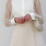 Elegante Damesblouse met Transparante Mouwen – Stijlvol, Vrouwelijk & Tijdloos