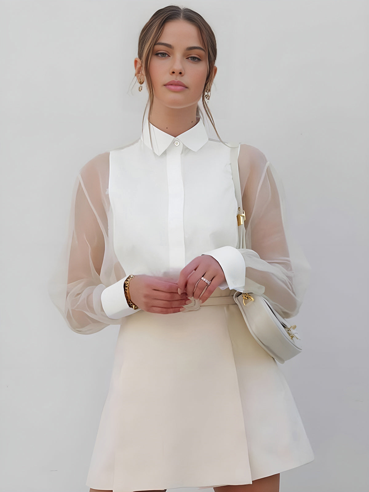Elegante Damesblouse met Transparante Mouwen – Stijlvol, Vrouwelijk & Tijdloos
