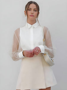 Elegante Damesblouse met Transparante Mouwen – Stijlvol, Vrouwelijk & Tijdloos