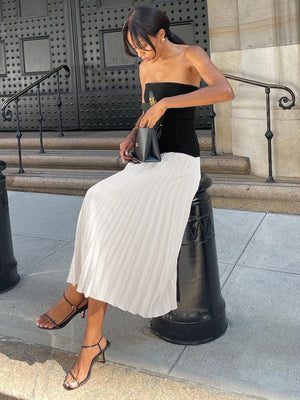 Elise | Stijlvolle Bustier-Top & Vloeiende Maxi-Rok voor een Elegante Look
