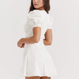 Thea | Romantische Puffärmel Minikleed – Feminine Elegantie voor de Zomer