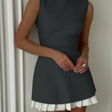 Robin | Elegante mouwloze midikleed met plissé-design