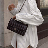 Witte oversized shirtjurk met strepen – Streetstyle-look
