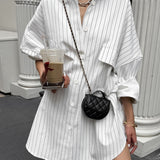 Witte oversized shirtjurk met strepen – Streetstyle-look