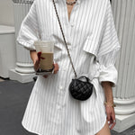 Witte oversized shirtjurk met strepen – Streetstyle-look