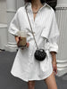 Witte oversized shirtjurk met strepen – Streetstyle-look