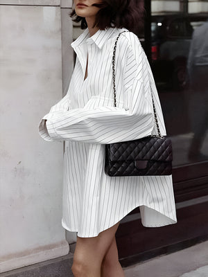 Witte oversized shirtjurk met strepen – Streetstyle-look