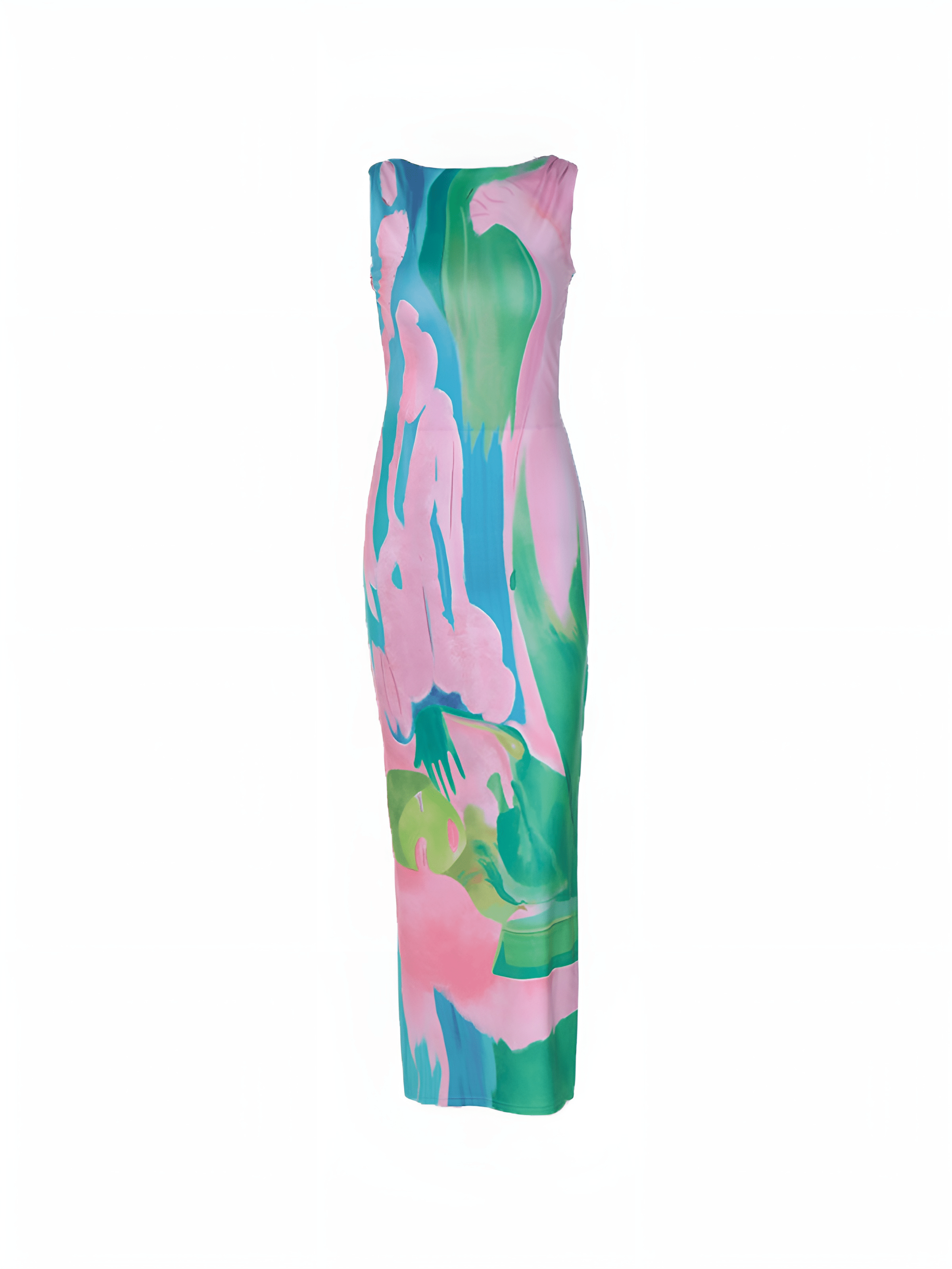 Isla | Mouwloos Maxi-jurk met aquarelprint – Kunstzinnige elegantie