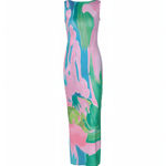 Isla | Mouwloos Maxi-jurk met aquarelprint – Kunstzinnige elegantie