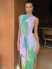 Isla | Mouwloos Maxi-jurk met aquarelprint – Kunstzinnige elegantie