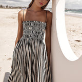 Miriam | Elegante Zomerjurk met Strepenpatroon & Smock-Bovenstuk