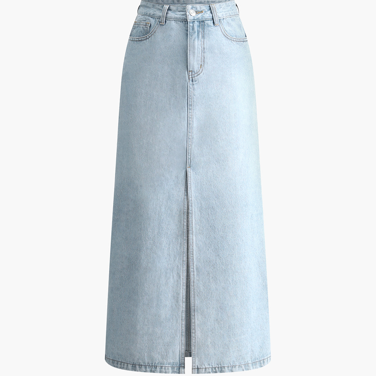 Sofia | Dames Midi Rok van Denim met Voorsplit