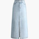 Sofia | Dames Midi Rok van Denim met Voorsplit