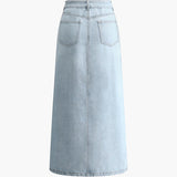 Sofia | Dames Midi Rok van Denim met Voorsplit