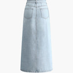 Sofia | Dames Midi Rok van Denim met Voorsplit