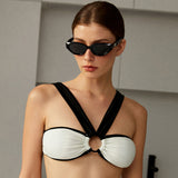 Ovale Zonnebril met Cat Eye Vorm en UV Bescherming