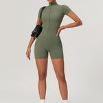 Lina | Sportieve Korte Mouwen Body met Rits