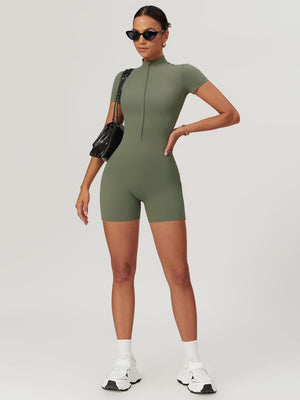 Lina | Sportieve Korte Mouwen Body met Rits