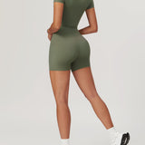 Lina | Sportieve Korte Mouwen Body met Rits