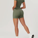 Lina | Sportieve Korte Mouwen Body met Rits