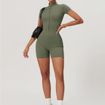 Lina | Sportieve Korte Mouwen Body met Rits