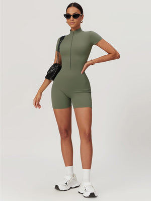 Lina | Sportieve Korte Mouwen Body met Rits