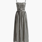 Miriam | Elegante Zomerjurk met Strepenpatroon & Smock-Bovenstuk
