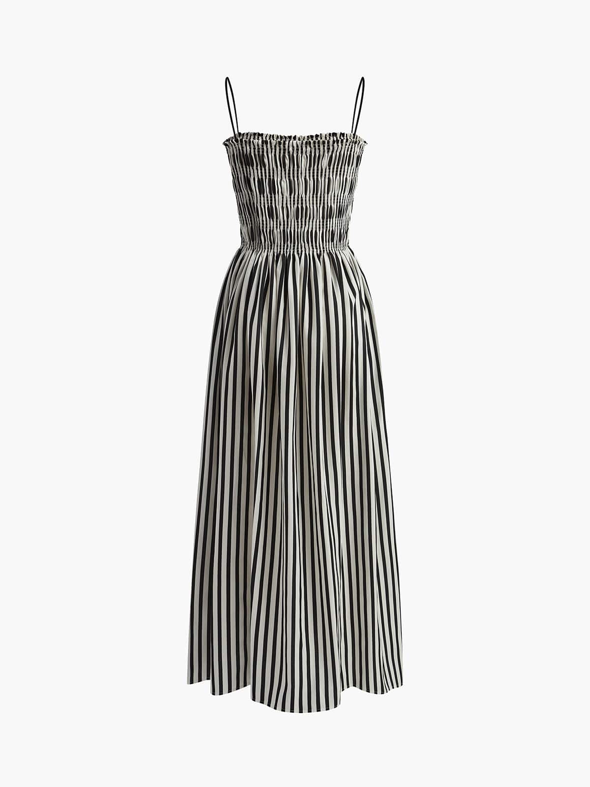 Miriam | Elegante Zomerjurk met Strepenpatroon & Smock-Bovenstuk