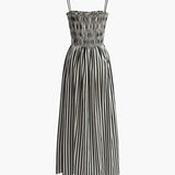 Miriam | Elegante Zomerjurk met Strepenpatroon & Smock-Bovenstuk