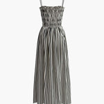 Miriam | Elegante Zomerjurk met Strepenpatroon & Smock-Bovenstuk
